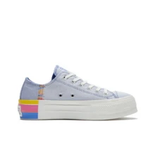 Converse Chuck Taylor All Star Rainbow Platform Low Top Comfortable Stylish Low-Top Canvas Shoes Women's Blue Striped - Blue - View 2