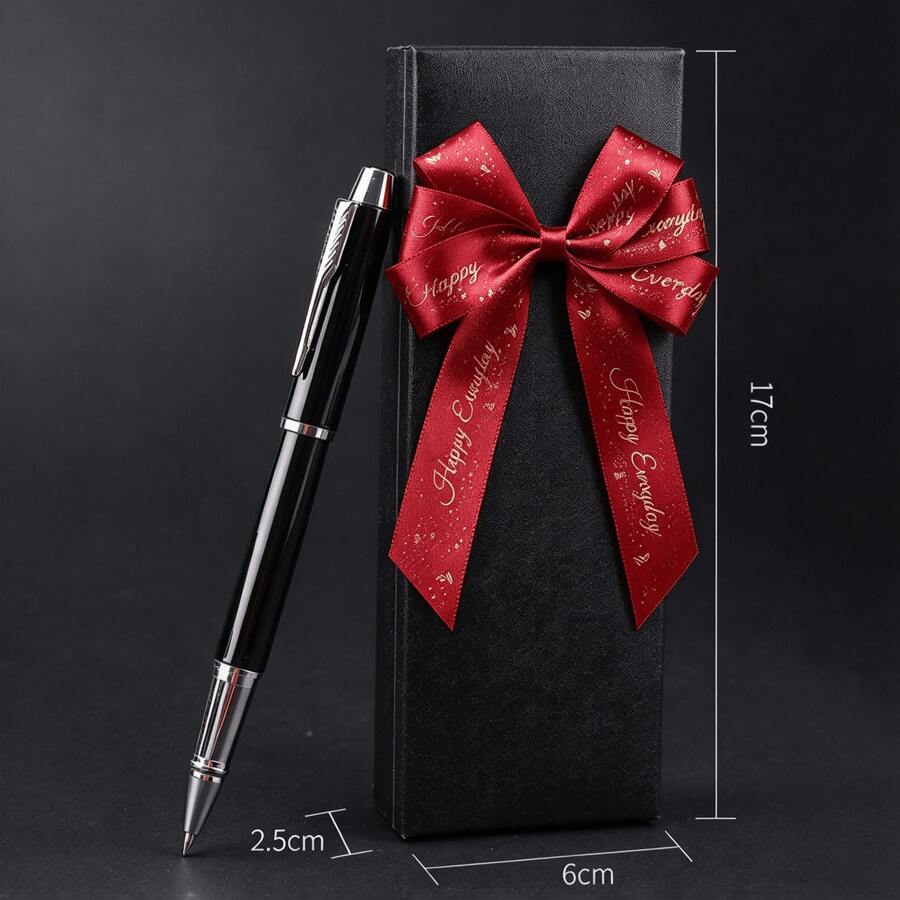 1pc Gift Box Metal Ballpoint Pen, 2 Styles Available (Red / Black Bow), With 2 Refills, Smooth Writing For Business & Office - Multi-color - View 1