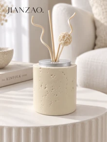 1pc/2pcs Travertine Reed Diffuser Bottle, Wabi Sabi Beige Stone Aroma Empty Bottle, Cylinder & Square Shapes, Sola Flower Rattan Sticks, Home Table Decor, Housewarming Gift - Stone-patterned Travel Bottle - View 3
