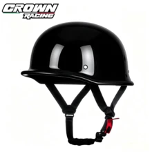 Crown Racing Vintage Motorcycle Helmet Summer Carbon Fiber Half-Helmet DOT Standard - A - View 11