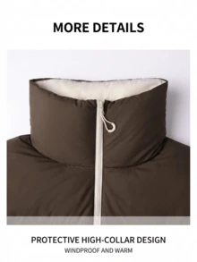CAMEL CROWN Women's 90% Down Short Stand Collar Down Jacket, Autumn Winter Warm High Fill Power Anti-Static Coat - Light Khaki/Truffle Brown - View 3