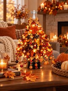 DIY Beaded Autumn Tree Craft Kit - Glowing Autumn Maple Tree Making Set, Includes Glass Seed Beads/Angel Tree Topper/Acrylic Maple Leaves/LED Light String/Base, For Thanksgiving Table Centerpiece And Adult Handmade Gift - Brown Autumn Style - View 4
