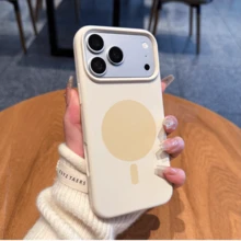 1件液態矽膠磁吸手機殼,適用於 iPhone 18 Pro Max 18Pro 17 Pro Max 17Pro 16 Pro Max 15 14 13 12,Apple 18 手機殼,時尚手機殼 - 古董白 - 查看 4
