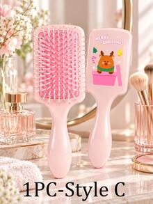 2D Flat Santa Claus/Christmas Tree/Reindeer Pattern Portable Air Cushion Comb, Dry & Wet Use Breathable Comb, Travel Detangling Comb, Handheld Design, Easily Fits In Handbag Or Gym Bag; Suitable As Christmas Gift, Hair Care Essential, Travel Must-Have - Multicolor - View 10