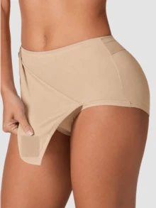 1pc Women's High Waist Shaping Panties, Tummy Control Compression Underwear With Adjustable Abdominal Wrap, Cinched Waist, Suitable For Women - Apricot - View 6