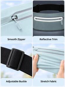 Invisible Elastic Waist Belt, High Reflective Adjustable Zipper Closure Running Waist Bag, Ultra-Thin Running Waist Bag, Suitable For Travel, Storing Money, Phone, Unisex, Suitable For Fitness, Work, Commuting, Running, Hiking - Multicolor - View 8