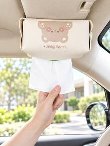 Car Tissue Box, Car Tissue Box Holder, Hanging Tissue Dispenser, Back Seat Headrest Napkin Holder, Leather Tissue Box Cover, Cute Bear Rabbit Storage Box, Suitable For Seat Back, Center Console, Car SUV, Interior Accessories - A - View 7