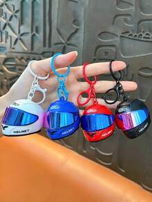 1pc Motorcycle Helmet Keychain, Creative Keychain Accessory, Bag And Wallet Decoration Accessory, Ideal Birthday Gift, Holiday Gift, Party Favor - Multicolor - View 3