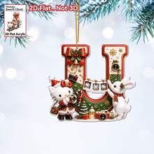Panini Hello Kitty & Rabbit 26 Letters 2D Flat Acrylic Christmas Hanging Decor, Personalized Letter Ornament, Christmas Tree Pendant, Holiday Home Party Car Interior Decoration Gift - Multicolor - View 30