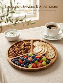 Wooden Tray, Made Of Premium Acacia Wood, Divided Tray, Kitchen Dining Table Decor Tray, Wooden Tray For Home Decor, Coffee Table And Home Decor, Tray Can Hold Candy, Cookies And Nuts, Cold Platter, Cheese Plate, Suitable For Afternoon Tea, Dinner, Halloween Use, Daily Use, Gift For Friends And Family, Add Sweet Atmosphere To Holidays, Perfect For Seasonal Decor, Suitable For Breakfast, Bread And Appetizer Platter - View 4