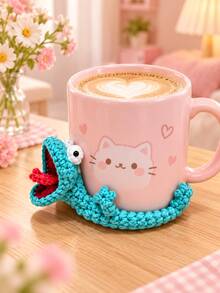 1pc Funny Novelty Lizard Hand Crochet Coaster & Storage Pad, Reptile Design Non-Slip Heat Insulation Reusable Cup Mat, Decorative Table Protector For Home Office Coffee Bar, Fall Holiday Decor, Perfect Gift For Christmas Thanksgiving & Animal Lovers - Multicolor - View 4