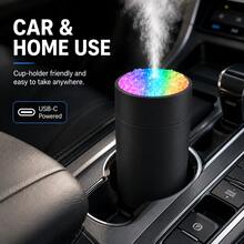 Mini USB Car Humidifier With 7 Color Crystal Night Light - Black + Top Volcanic Stone Design - View 2