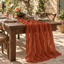 3 Packs Terracotta Cheesecloth Table Runner, Boho Rustic Crinkle Gauze Table Runners, Semi Sheer Cheese Cloth Table Decor For Wedding Reception, Bridal Shower, Baby Shower, Birthday Party, Thanksgiving, Christmas, Farmhouse Dining Table And Home Decor - Multicolor - View 6