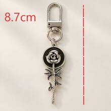 1pc/5pcs Women's Simple Alloy Painted Oil Drip Rose Pendant Charm, Retro Dark Style Bag Pendant, Holiday Gift For Friends, Handbag Accessory - Multicolor - View 3