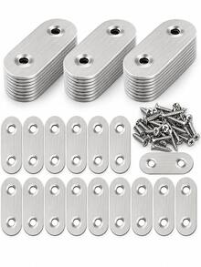 Stainless Steel 2-Hole Flat Mending Plates With Screws, Straight Connector Brackets For Furniture, Shelves And Wood Repairs - Multiple Styles - View 5