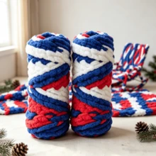 CLSUPER Thick Chunky Chenille Yarn 18oz/500g, Gradient Color Soft Plush Arm Knitting Handmade Material, 100% Polyester, Washable, Suitable For Beginners DIY Crochet Pet Bed Blanket Cushion - Multicolor - View 9