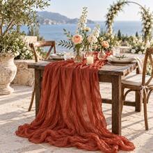 3 Packs Terracotta Cheesecloth Table Runner, Boho Rustic Crinkle Gauze Table Runners, Semi Sheer Cheese Cloth Table Decor For Wedding Reception, Bridal Shower, Baby Shower, Birthday Party, Thanksgiving, Christmas, Farmhouse Dining Table And Home Decor - Multicolor - View 5