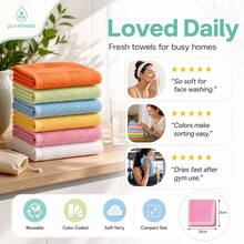 Face Towels 6/18/36pcs, Super Soft Skin-Friendly Face Cloths, Suitable For Sensitive Skin, 10x10 Inch Large/Small Facial Cleansing Towels, Reusable Washable Makeup Remover Cloths, Easy To Rinse Multi-Color Face Cleansing Cloths - Multicolor - View 5