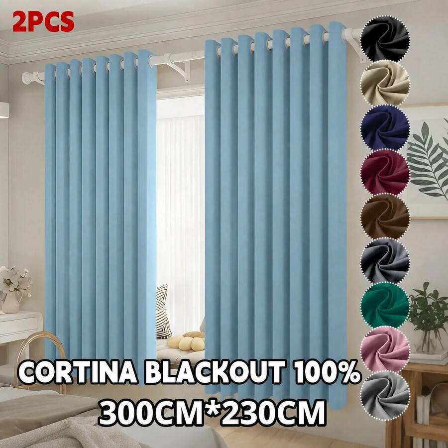 AMOROSA Blackout Curtains & Shades - Blue - View 1