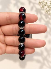 1pc Beaded Watch Band, Single Row Glass Inlaid Watch Band, Compatible With Apple Watch 38/40/41/S10-42mm Band (Women's Style) Women's Elastic Stretch Band - Minimalist Elegant Fashionable Shiny Glass Design - Comfortable Lightweight Durable Rope - Fits 5.5-6.3 Inch Wrist Circumference - Replacement Band Accessory (Due To Different Display Screens And Lighting, There May Be Slight Color Difference Between The Actual Product And The Image) - Black - View 7
