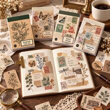 Mountain & Sea Series Washi Sticker Book, Vintage Postage Stamp Stickers, Butterfly Specimen, Old Ticket, Botanical Illustration Element Planner Stickers, DIY Decorative Stickers - Multicolor - View 6
