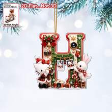 Panini Hello Kitty & Rabbit 26 Letters 2D Flat Acrylic Christmas Hanging Decor, Personalized Letter Ornament, Christmas Tree Pendant, Holiday Home Party Car Interior Decoration Gift - Multicolor - View 22