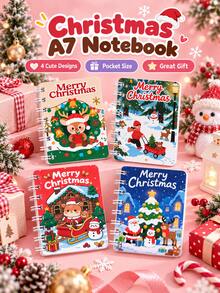 1 buah Buku Catatan Spiral Mini A7, Buku Jurnal Saku Kartun Lucu Natal Halloween, Buku Catatan Spiral Kecil, Alat Tulis Liburan, Hadiah - Berbagai gaya - View 6