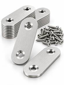 Stainless Steel 2-Hole Flat Mending Plates With Screws, Straight Connector Brackets For Furniture, Shelves And Wood Repairs - Multiple Styles - View 3