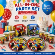 Roblox Set Perlengkapan Pesta Roblo 30pcs, 10 Piring Kertas (7,08 Inci), 10 Gelas Kertas, 10 Kotak Makanan Penutup, Peralatan Makan Kertas Sekali Pakai, Cetakan Karakter Blok Merah dan Kuning, Piring Bundar, Gelas, dan Kotak Hadiah, Dekorasi Pesta Ulang Tahun Anak-Anak - A - View 3