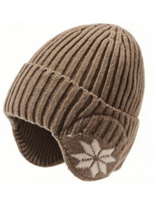 2pcs Unisex Thick Fleece Knit Winter Hat - Snowflake Pattern Design, 100% Polyester, Mixed Color, Dry Clean Only, Warm Ear Protection - Multicolor - View 6