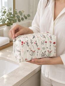 Fresh Pastoral Style Makeup Bag Set, Overall Style Fresh And Cute, Zipper Closure, Lightweight And Practical, Soft And Fluffy Texture Storage Bag, Multi-Functional Women's Handbag, Large Capacity Storage For Cosmetics, Toiletries, Skincare Products, Makeup Brushes And Other Personal Items. Different Sizes Convenient For Classification And Organization, Suitable For Home Vanity And Travel Essentials. - Multicolor - View 8