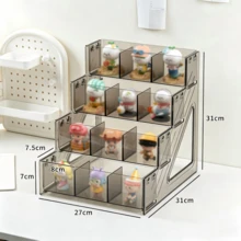 1 hộp đựng trưng bày mỹ phẩm blind box 3 ngăn 3/4 lớp, trong suốt chống bụi, dung tích lớn, xếp chồng được, phân loại lưu trữ, nhựa PET độ trong cao, thiết kế hình chữ nhật phân tầng tối giản hiện đại màu xám khói trong suốt, vách ngăn tháo rời có thể kết nối, dùng trưng bày và lưu trữ son môi, phấn mắt, dưỡng da, mô hình blind box, kệ trưng bày mỹ phẩm để bàn cho bàn trang điểm, phòng ngủ, phòng học, dùng hàng ngày, quà sinh nhật (không bao gồm sản phẩm trong hộp) - Nhiều màu - Xem 9