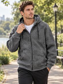 Áo khoác hoodie kéo khóa nam phong cách streetwear, áo nỉ xám kéo khóa toàn thân có túi kangaroo, chất vải mềm phù hợp cho phiêu lưu ngoài trời, tập gym và mặc hàng ngày - Xám - Xem 2