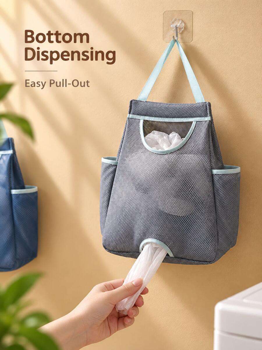 Kitchen Trash Bag Storage Organizer, Plastic Bag & Shopping Bag Dispenser, Wall-Mounted Pull-Out Storage Box For Collection - Multicolor - View 1