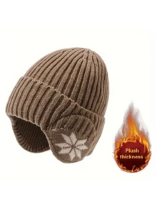 2pcs Unisex Thick Fleece Knit Winter Hat - Snowflake Pattern Design, 100% Polyester, Mixed Color, Dry Clean Only, Warm Ear Protection - Multicolor - View 4