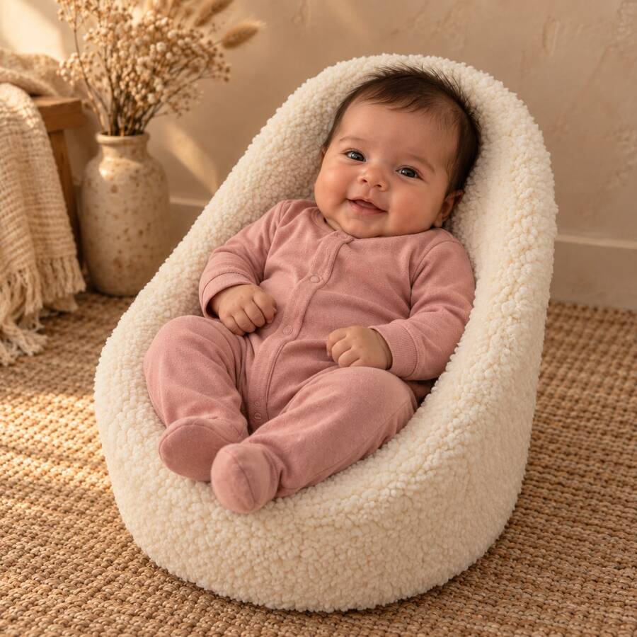 Newborn Photography Props, Fluffy Plush Mini Sofa, Baby Posing Chair, Infant Boy Girl Photo Seat Studio Posing Props, For 0-3 Months