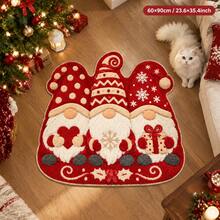 1pc, Winter Christmas Theme Wavy Shaped Rug, 3 Styles Cartoon Gnome Christmas Element Print, Seasonal Decorative Mat, With Holiday Design, Christmas Decoration, Perfect Christmas Gift, Perfect Match For Christmas And New Year Celebration, Decorative Rug, Bedroom Decor, Small Rug, Rug, Home Decor, Living Room Rug, Living Room Small Rug, Bedroom Rug, Living Room Home Decor, Outdoor Rug, Enhance Home Style, Suitable For Adding Family Charm Decoration - Multi-color - View 4