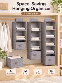 Multi-Layer Non-Woven Hanging Storage Bag, Closet Hanging Storage Bag, Multi-Function Storage Bag - Grey - View 1