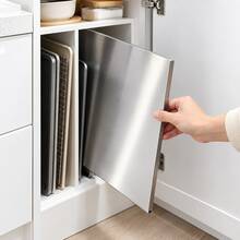 1pc Stainless Steel Cutting Board, Kitchen Essential - Large Stainless Steel Cutting Board With Lid And Non-Slip Pad, Suitable For Countertop, Can Cut Meat, Vegetables, Bread And Baking, Kitchen Accessory - Silver - View 3