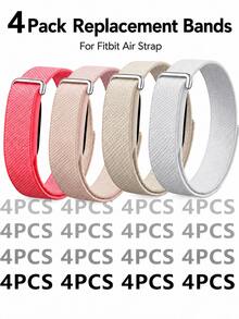 4pcs Braided Nylon Watch Bands For Google Air, Soft Breathable Elastic Wristbands, Adjustable Sports Replacement Straps, Lightweight Comfortable Accessories For Air Screenless Watch, Red Pink Beige Grey Assorted Pack, Unisex - Multicolor - View 2
