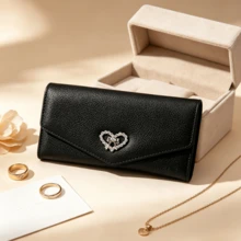 Dompet Ponsel Wanita, Tas Clutch dengan Tali Bahu yang Dapat Dilepas, Dompet Panjang Minimalis - Burgundy - View 9