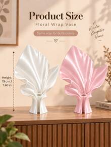 Modern Minimalist Plastic Bouquet Vase, Sculptural Petal Design, Smooth Edge Details, Built-In Stem Support, One-Piece Bouquet Base, Suitable For Living Room, Vanity, Bedroom Tabletop Centerpiece Decoration, Wedding, Birthday, Party, Holiday - Multicolor - View 10