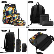 Racing Star Colorful 2D Print 3 Pieces Set, Side Elastic Mesh Pocket Water Bottle Holder, Wide & Thick Breathable Adjustable Shoulder Strap, Fashion Racing Style Commute Travel Picnic Daily Storage Bag - Printed Bag - View 9
