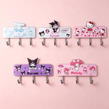 1pc Sanrio Cute Anime Cartoon Door Back Hook Wall Hanging Rack, No Drilling Required, Suitable For Bedroom, Closet, Entryway, Hallway, Storage For Hats, Bags, Backpacks, Towels, Room Decor, Ideal Gift For Mother's Day, Father's Day, Independence Day - Multicolor - View 3