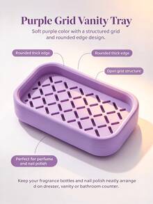 1PC Rectangular Hollow Grid Makeup Tray, Multi-Color Decorative Storage Organizer, Vanity Perfume Nail Polish Storage Box - Multicolor - View 13