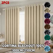 AMOROSA 2 Piezas Cortinas Blackout 300*230 cm para Ventana,Suaves y Elegantes,Ayudan a Bloquear la Luz y Proteger la Privacidad, Selección Familiar para Recámara,Sala,Dormitorio y Hogar-Beige - Beis - Ver 1