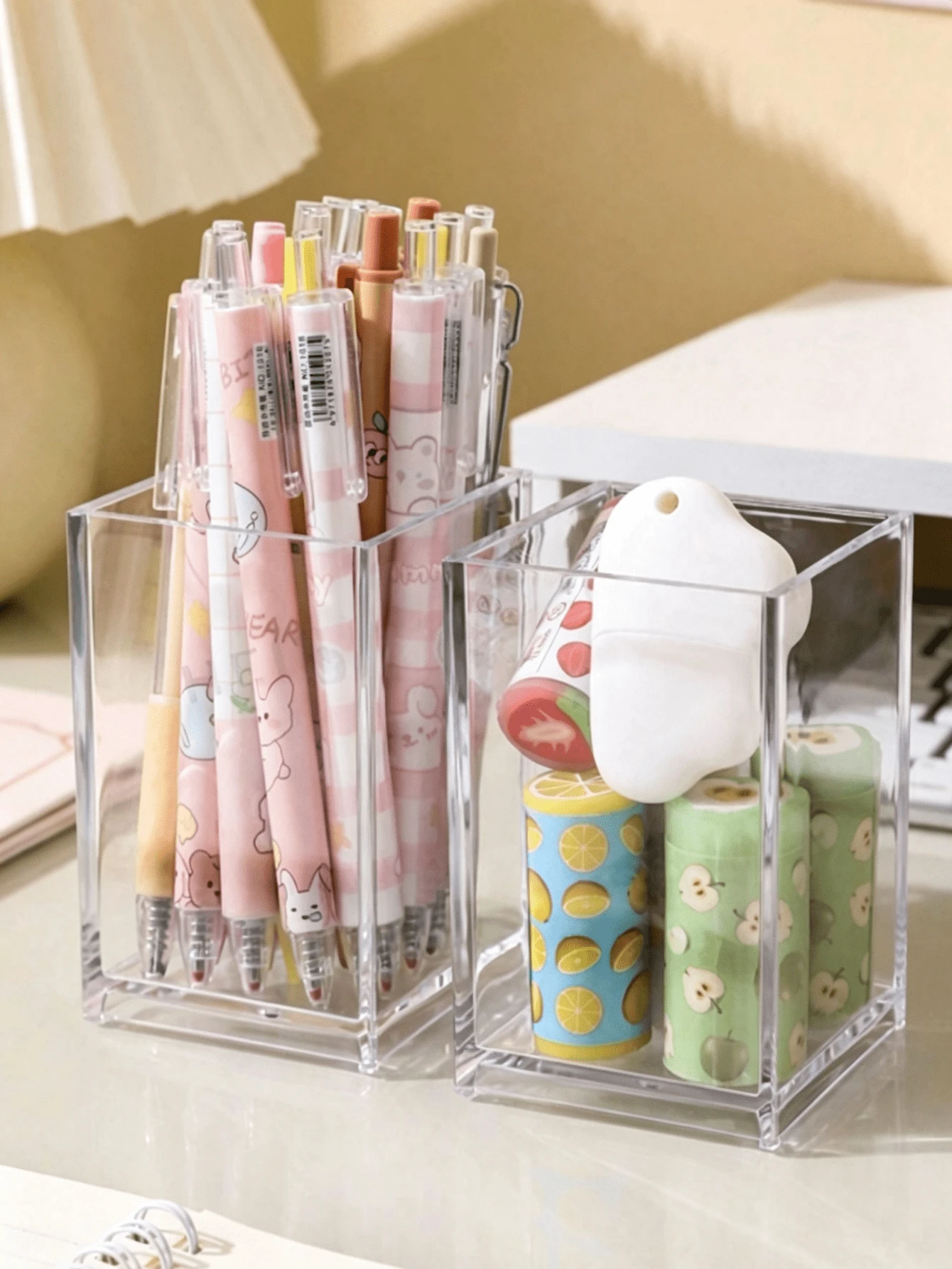 6/3/1pc Transparent Acrylic Pen Holder, Minimalist High-Value Office Desk Student Multi-Function Storage Box, Suitable For Storing Various Small Accessories, Student Stationery Pencil Case, Back To School Season Must-Have - Transparent - View 1