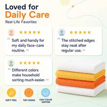 Wash Cloths 48/6/12/24 Pack, Super Soft And Skin Friendly Face Towel For Sensitive Skin, 10x10/12x28 Inch Small Large Face Washcloths, Reusable Washable Makeup Remover Cloths, Easy To Rinse Muiticolor Facial Cleansing Cloths - White+Yellow+Orange - View 6