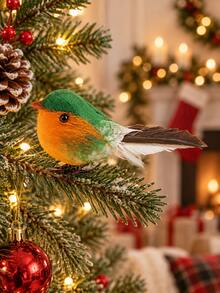 5/3/1pc-Artificial Cotton Bird, Christmas Decoration, Christmas Home Decor, Christmas Holiday Decoration, Christmas Party Decoration, Christmas Tree Decoration, Rustic Farmhouse Christmas Decor, Suitable For Christmas Tree, Gift Wrapping, Christmas Wreath Decoration, Christmas Tree Decoration, Suitable For Yard Decoration, Flower Pot, Balcony, Christmas Tree, Indoor Outdoor Holiday Decoration - Multicolor - View 3