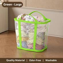 1pc Large Capacity Dirty Laundry Basket, Household Bathroom Clothes Organizer, Wall-Mounted Foldable Laundry Storage Bin - Multicolor - View 8